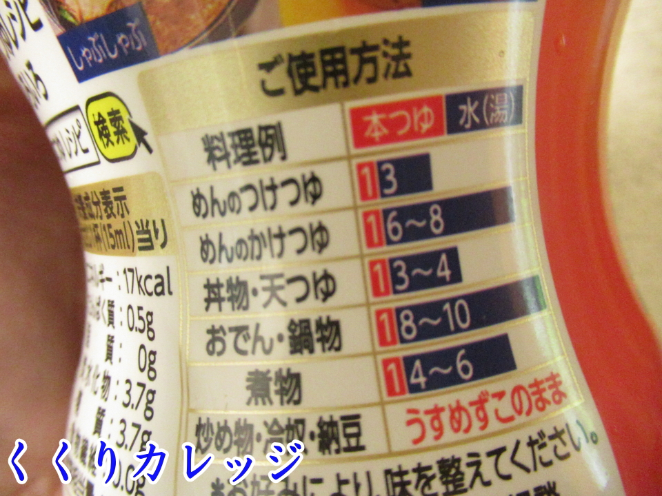 めんつゆの希釈の説明